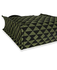Pre-Owned Prada Black Green Jacquard Triangolo Symbole Shopping Tote