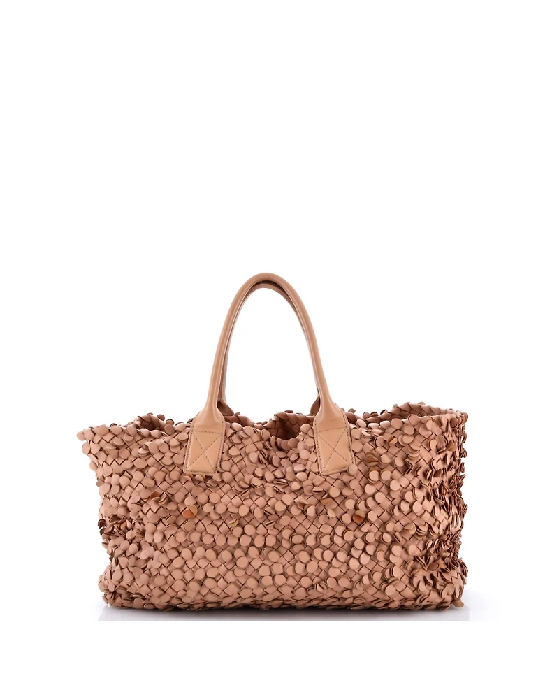 Pre-Owned Bottega Veneta Large Poussin Paillettes Cabat Handbag Intrecciato Nappa