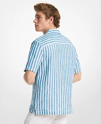 Michael Kors Men's Striped Camp-Collar Shirt