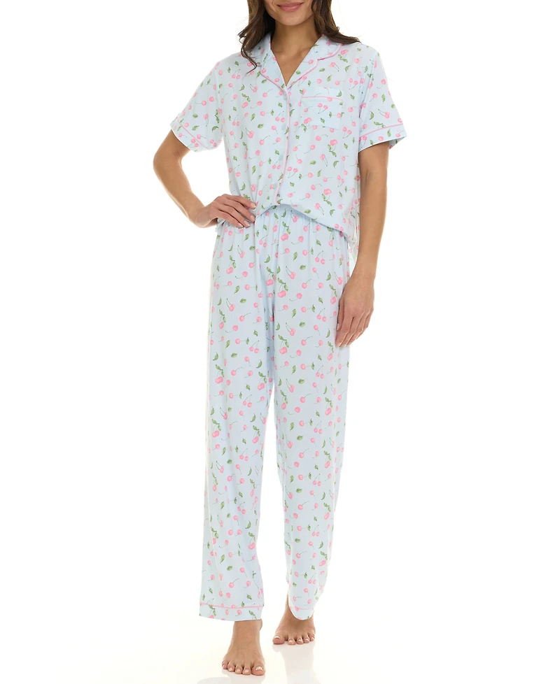 Flora by Nikrooz Women's Short-Sleeve Top and Pajama Pants, 2-Piece Set