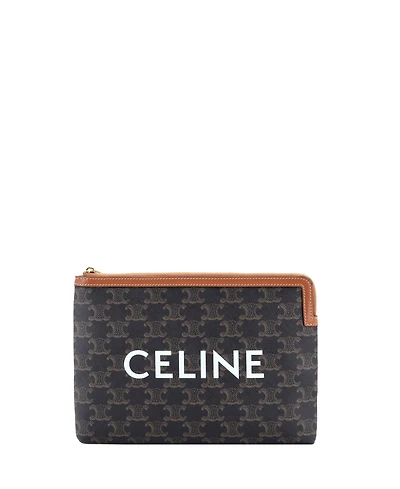 Pre-Owned Celine Small Zip Pouch Triomphe Coated Canvas