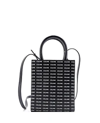 Pre-Owned Celine Mini Vertical Cabas Tote All Over Logo Print Leather