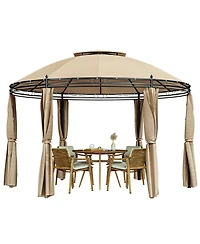 Gymax 11.5' Outdoor Patio Round Dome Gazebo Canopy Shelter Double Roof Steel
