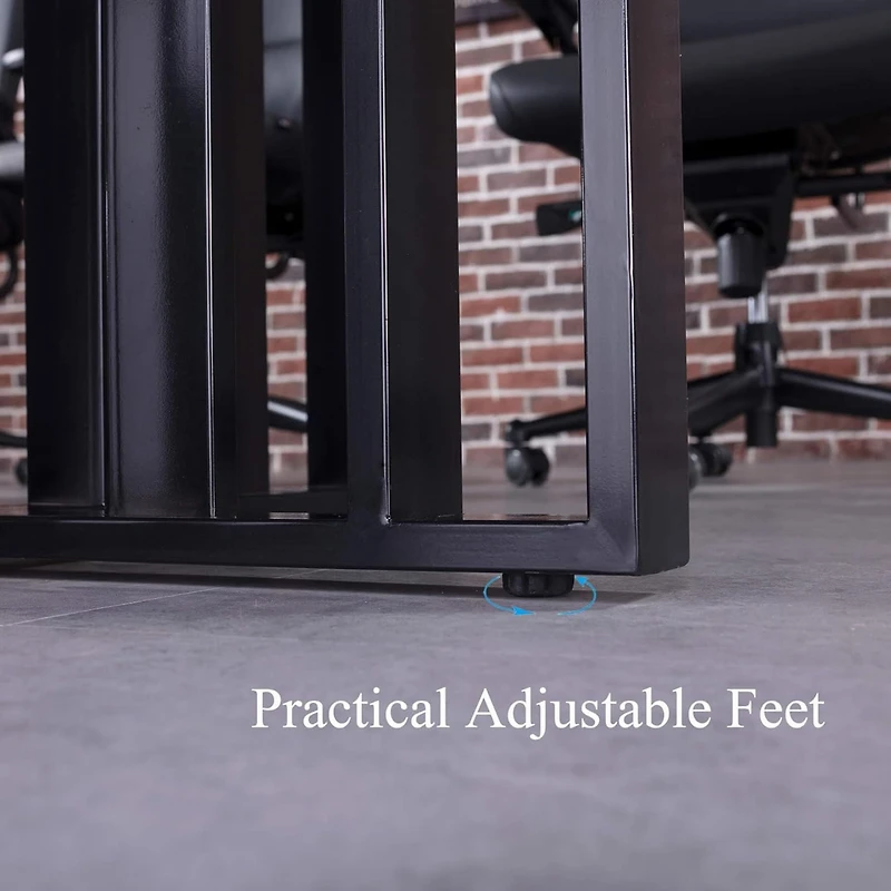logicfox Large Conference Table with 2" Thick Top and Metal Grid Base Outlets