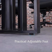 logicfox Large Conference Table with 2" Thick Top and Metal Grid Base Outlets