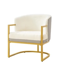 Rainsken Accent Chair, Upholstered Faux Rabbit Fur Armchair with Gold Metal Frame and Curved Backrest for Living Room, Bedroom