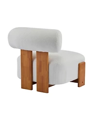 Rainsken Modern Boucle Lounge Chair, 27.25" Upholstered Accent Chair with Solid Wood Frame and Rolled Backrest for Living Room, Bedroom