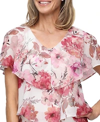 Sl Fashions Women's Printed V-Neck Tier Dress