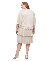 Sl Fashions Plus 2-Pc. Metallic Tiered Dress & Jacket Set