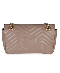 Pre-Owned Gucci Porcelain Rose Calfskin Matelasse Medium Gg Marmont Shoulder Bag