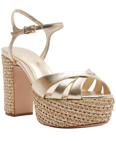 Schutz Women's Keefa Raffia Round Toe Sandals