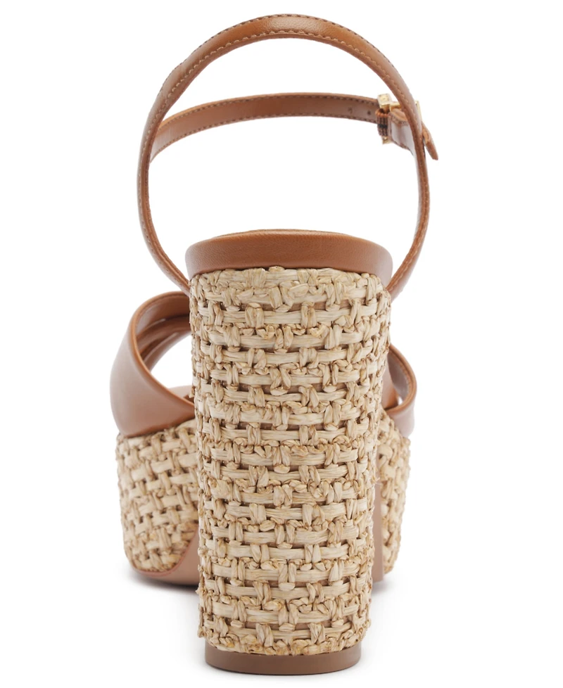 Schutz Women's Keefa Raffia Round Toe Sandals