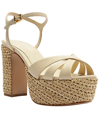 Schutz Women's Keefa Raffia Round Toe Sandals