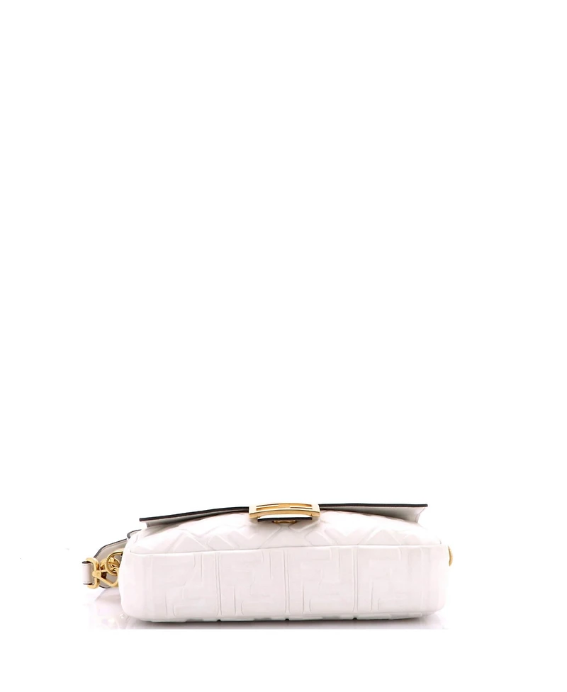 Pre-Owned Fendi Medium Baguette Nm Bag Zucca Embossed Leather