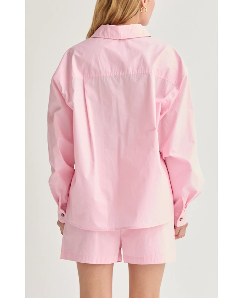 Crescent Women's Lana Oversized Poplin Shirt Two Piece Set