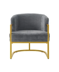 Rainsken Accent Chair, Upholstered Faux Rabbit Fur Armchair with Gold Metal Frame and Curved Backrest Support for Living Room and Bedroom