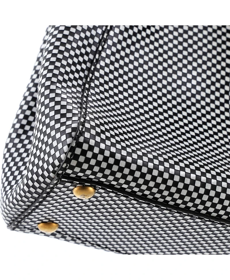 Pre-Owned Fendi Regular Peekaboo Bag Check Print Leather