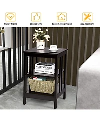 Sugift 2 Pieces 3-Tier Nightstand with Reinforced Bars and Stable Structure