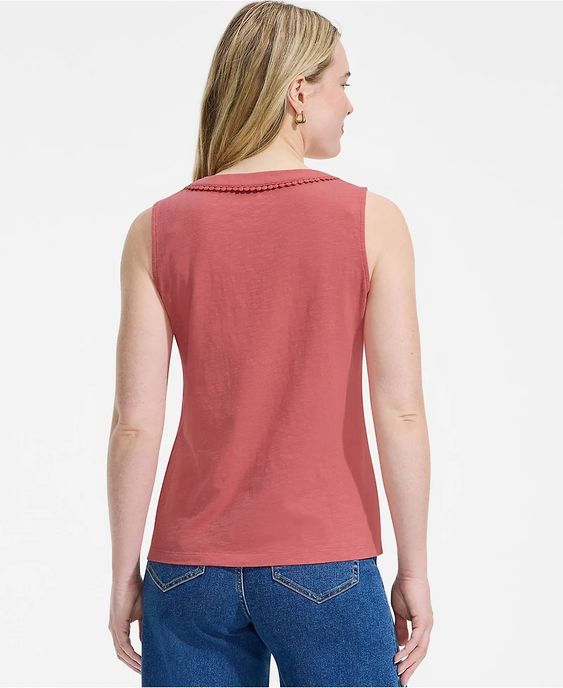Lands' End Women's Slub Decorative Trim Tank Top
