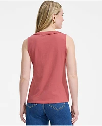 Lands' End Women's Slub Decorative Trim Tank Top