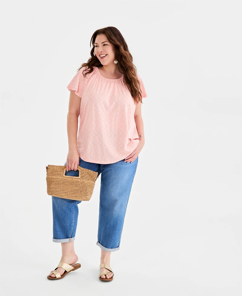 Style & Co Plus Mid Rise 5 Pocket Relaxed Straight Jeans,