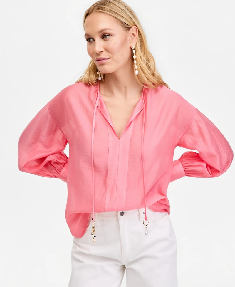 I.n.c. International Concepts Women's Long-Sleeve Satin Blouse, Macy's Exclusive