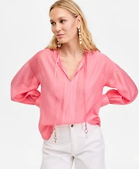 I.n.c. International Concepts Women's Long-Sleeve Satin Blouse, Macy's Exclusive