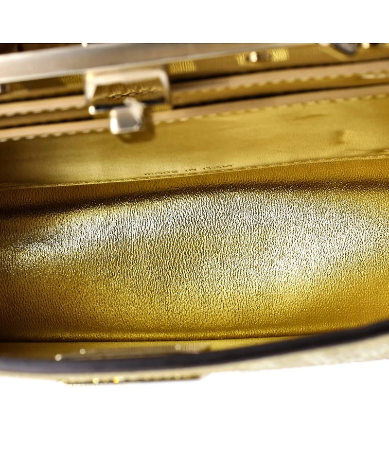 Pre-Owned Fendi Petite Peekaboo ISeeU Bag Zucca Crystal Embellished Suede