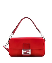 Pre-Owned Fendi Medium Baguette Nm Bag Satin with Crystals and Karung