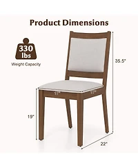 Gymax Modern Dining Chair Set of 4 Upholstered Kitchen Chair w/ Padded Backrest and Seat