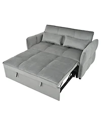 Maison Boucle 3-in-1 Velvet Pull Out Sleeper Sofa Bed with Adjustable Backrest