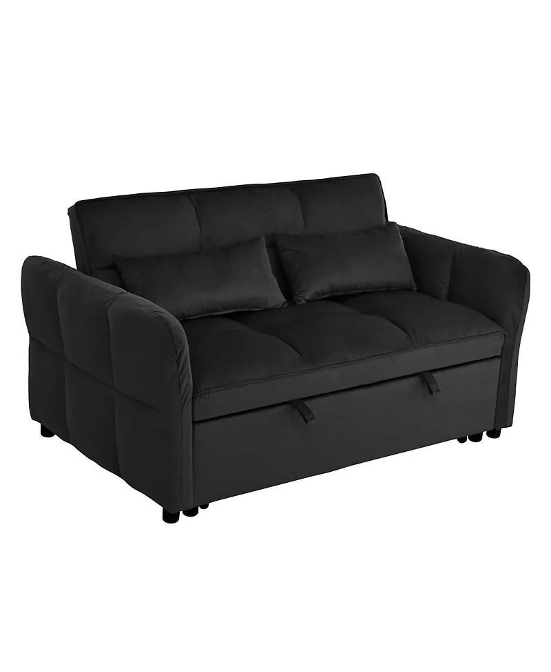 Maison Boucle 3-in-1 Velvet Pull Out Sleeper Sofa Bed with Adjustable Backrest