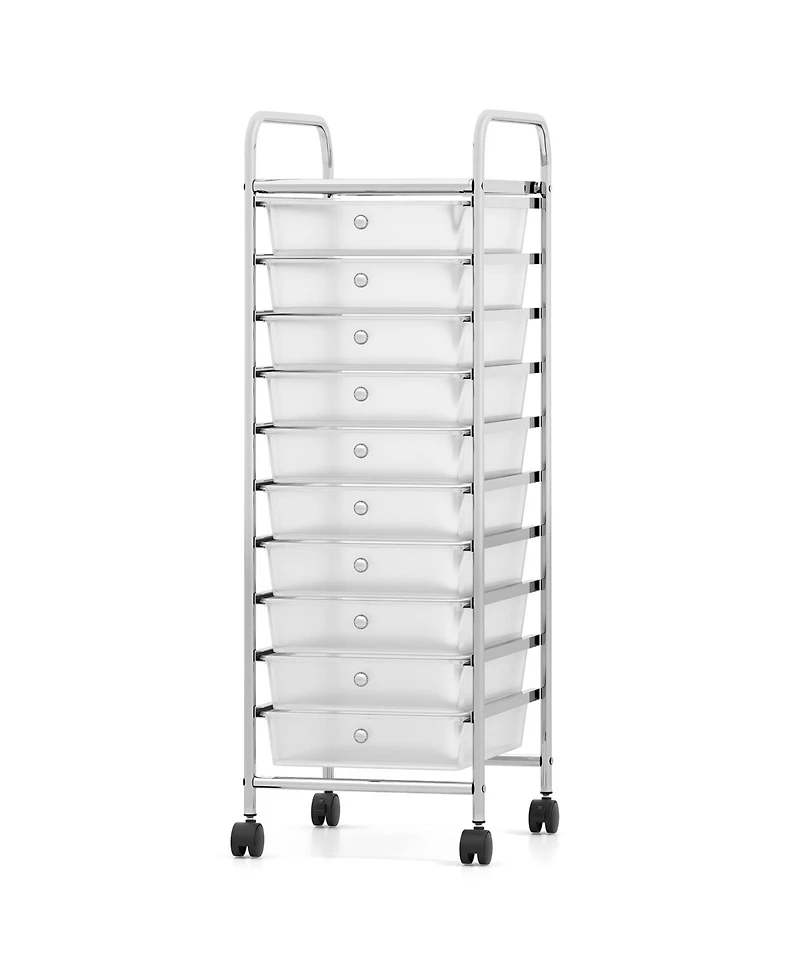 Sugift Ten Drawer Rolling Storage Cart with Metal Frame and Casters