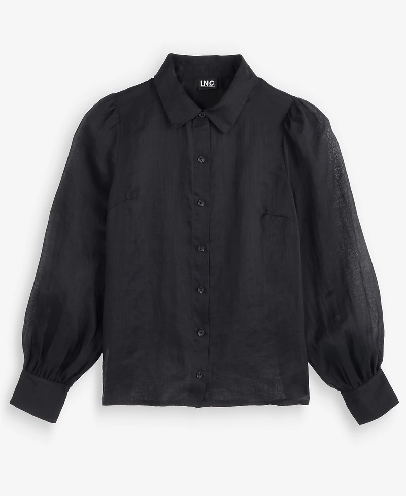I.n.c. International Concepts Women's Puffed-Sleeve Sheer Blouse, Macy's Exclusive