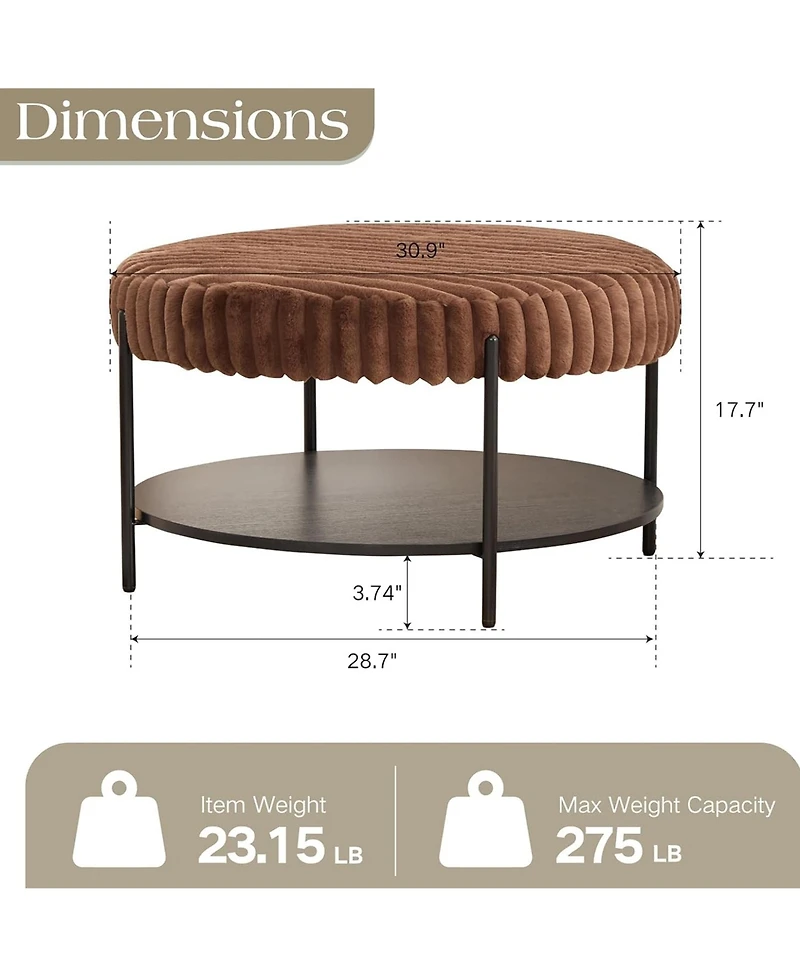 Rainsken 30.9" Wide Upholstered Round Ottoman