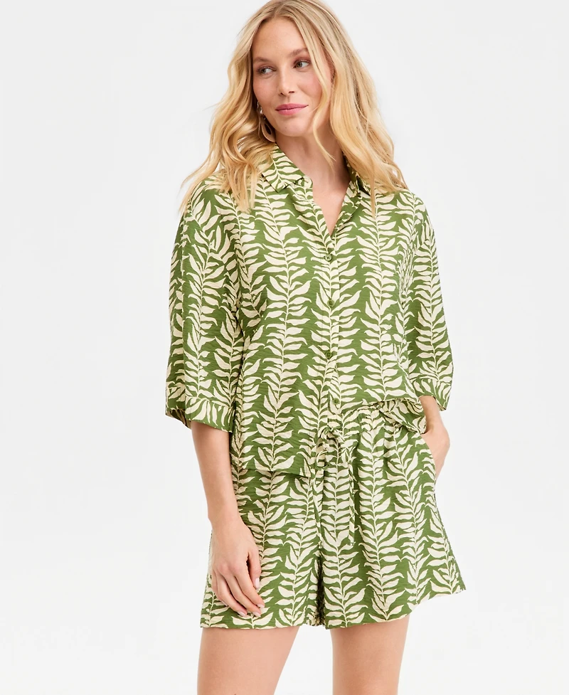 I.n.c. International Concepts Women's Printed Drawstring-Waist Shorts, Macy's Exclusive