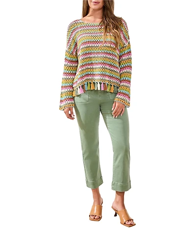 Tribal Women's Stripe Bell-Sleeve Sweater