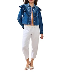 Tribal Women's Fashion Crop Denim Jacket