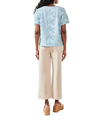 Tribal Women's Embroidered Knit Short-Sleeve Crew Top