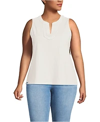Lands' End Plus Slub Decorative Trim Tank Top