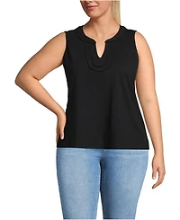 Lands' End Plus Slub Decorative Trim Tank Top
