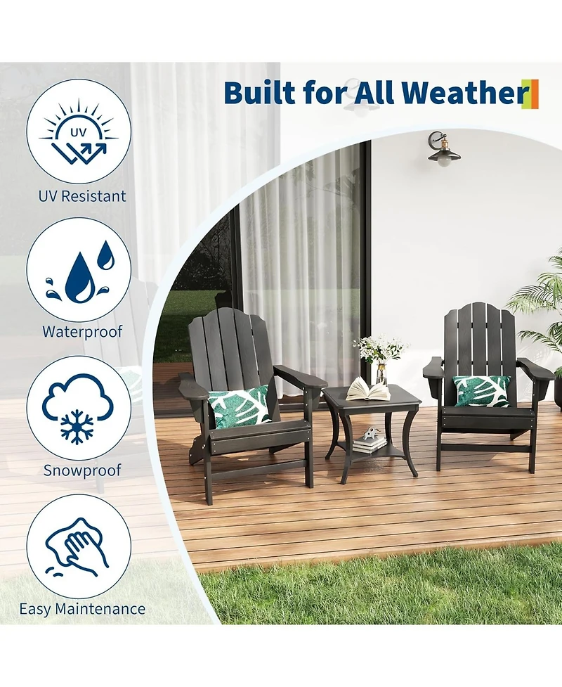 gaomon Adirondack Chair for Patio, Hdpe Outdoor Lawn with Wood Texture Garden Backyard Deck Poolside Use