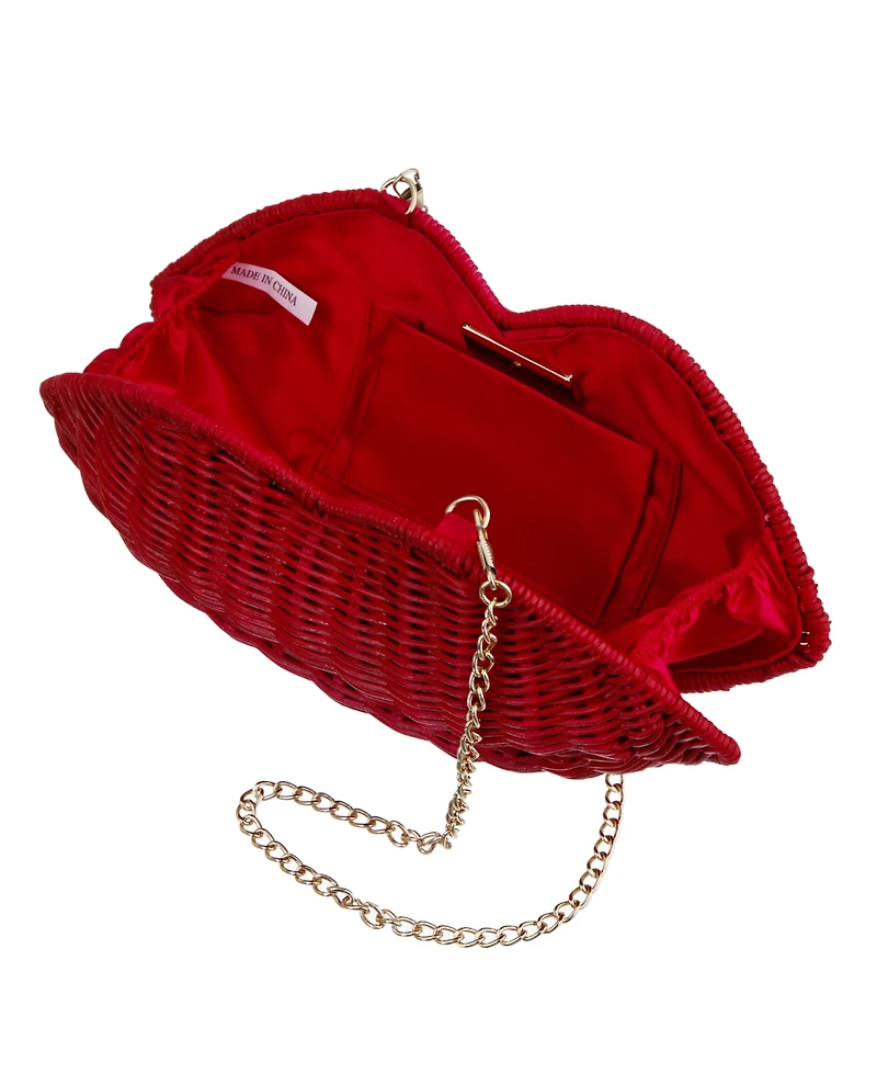 Nina Kiss Wicker Minaudiere Small Clutch Handbag