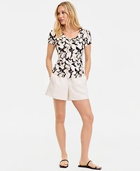 I.n.c. International Concepts Women's Printed Scoop-Neck Short-Sleeve Top, Macy's Exclusive