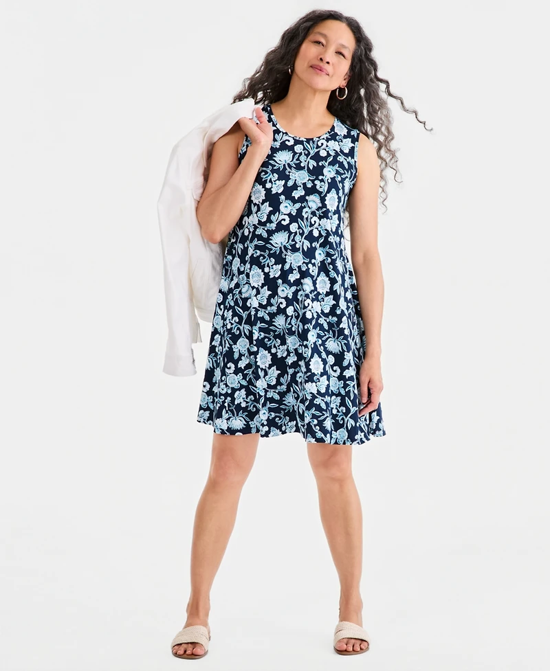 Style & Co Women's Printed Sleeveless Knit Dress, Macy's Exclusive