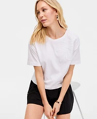 I.n.c. International Concepts Women's Cotton Embroidered T-Shirt, Macy's Exclusive