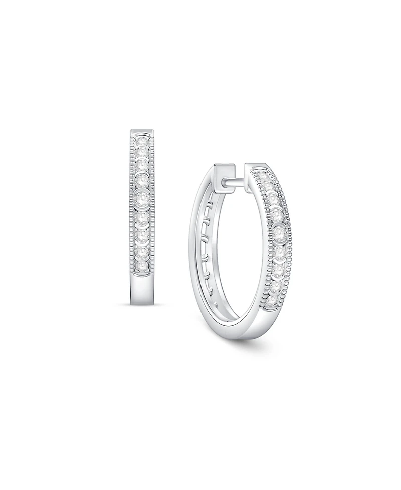 Diamond Mini Hoop Earrings in 10k White Gold (1/6 ct. t.w.)