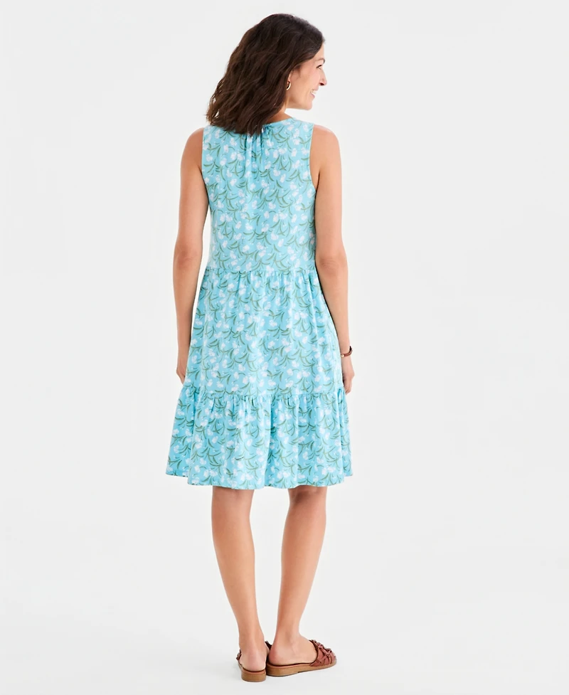 Style & Co Women's Printed Sleeveless Tiered Dress, Macy's Exclusive