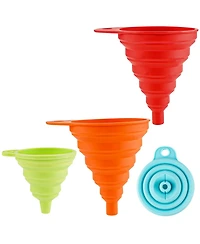 Zulay Kitchen Silicone Space Saving Collapsible Funnel Set With Narrow Mouth