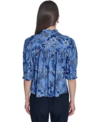 Tommy Hilfiger Women's Floral Print Elbow-Sleeve Blouse
